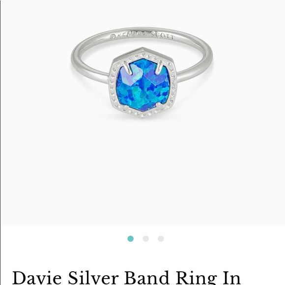 Davie Silver Band Ring In Royal Blue Kyocera Opal - Picture 3 of 9